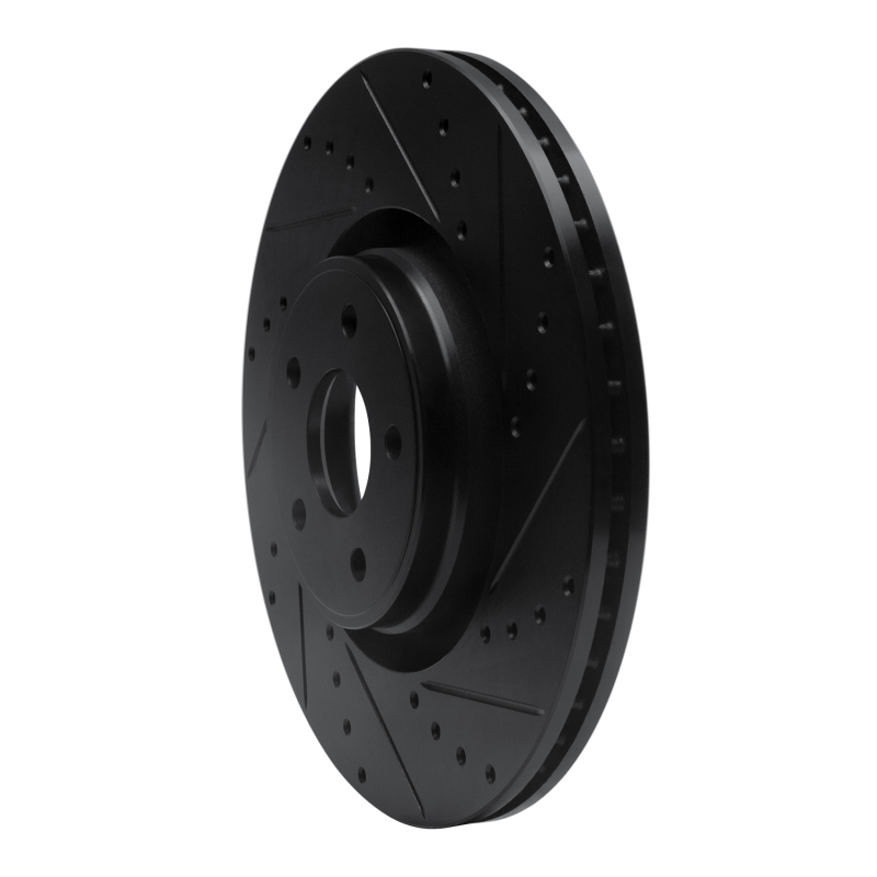 Ford Focus Brake Rotor (1) - Front Right - R1 Concepts - Drilled & Slotted - Black - `14-`19